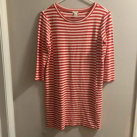 j crew red and white striped dress J. Crew 3/4 Sleeve Red and White Stripe Dress
